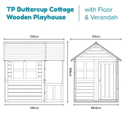 Buttercup Cottage Wooden Playhouse with Floor and Verandah - FSC® certified
