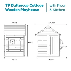 Buttercup Cottage Wooden Playhouse with Floor and Mud Kitchen - FSC® certified