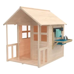 Buttercup Cottage Wooden Playhouse with Floor, Verandah and Mud Kitchen - FSC® certified