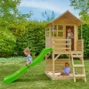 Buttercup Cottage Wooden Playhouse with Verandah, 6ft Wavy Slide and Deck - FSC® certified