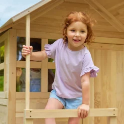 Buttercup Cottage Wooden Playhouse with Verandah, 6ft Wavy Slide, Double Swing Arm and Deck - FSC® certified