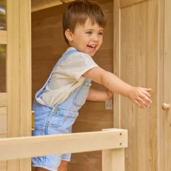 Buttercup Cottage Wooden Playhouse with Verandah, 6ft Wavy Slide, Double Swing Arm and Deck - FSC® certified