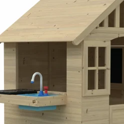 Dandelion Cottage Playhouse with Mud Kitchen, Table & Bench and Shutters - FSC® certified