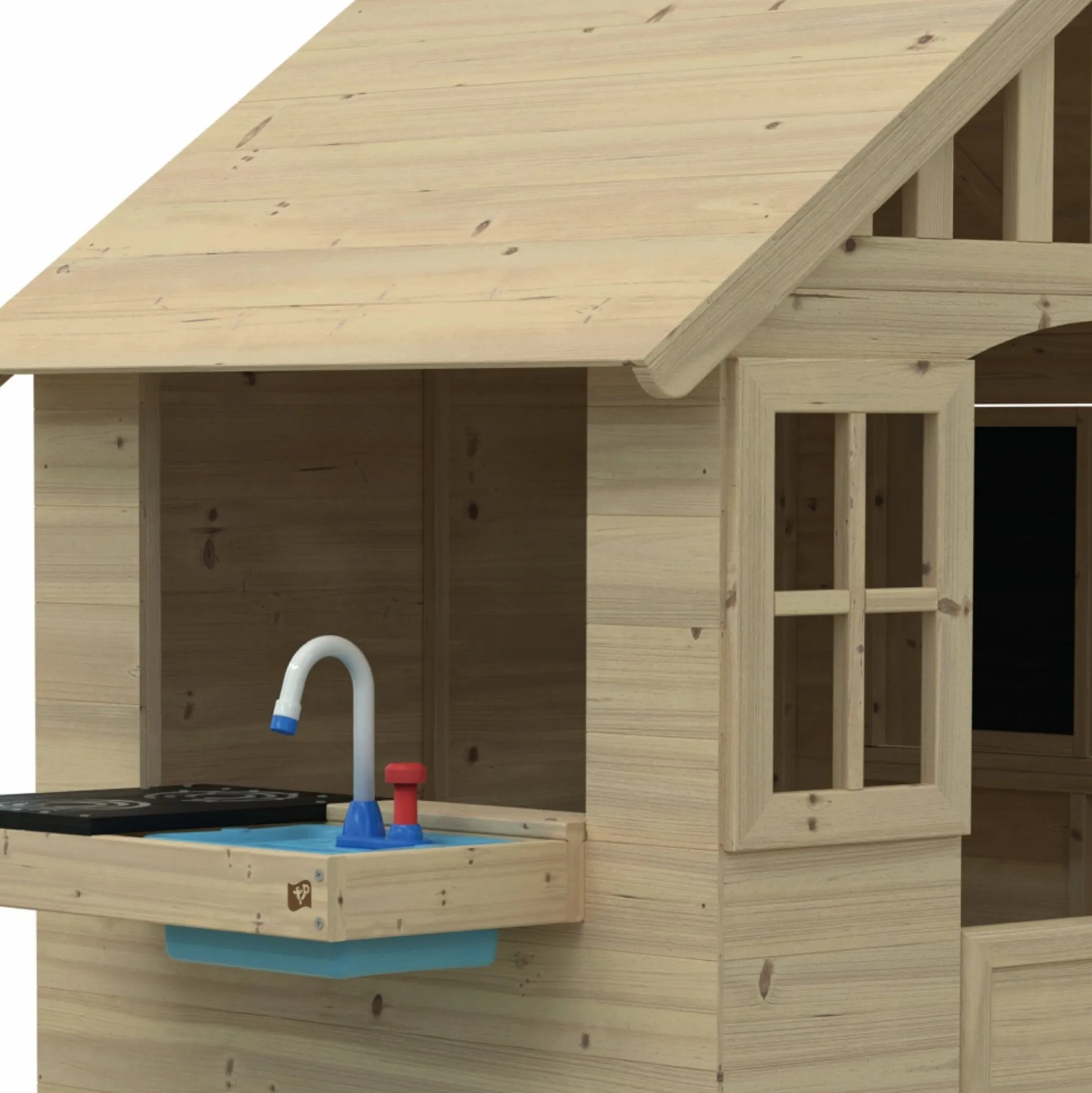 Dandelion Cottage Playhouse with Mud Kitchen, Table & Bench and Shutters - FSC® certified