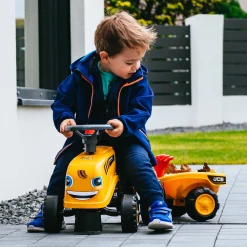 Falk Baby JCB Ride-On Tractor with Trailer, Rake & Shovel