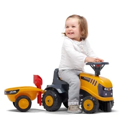 Falk Baby JCB Ride-On Tractor with Trailer, Rake & Shovel
