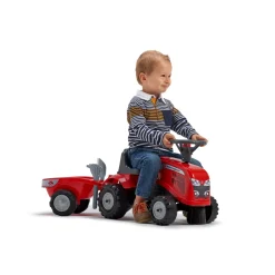 Falk Baby Massey Ferguson Ride-on Tractor with Trailer, Rake & Shovel