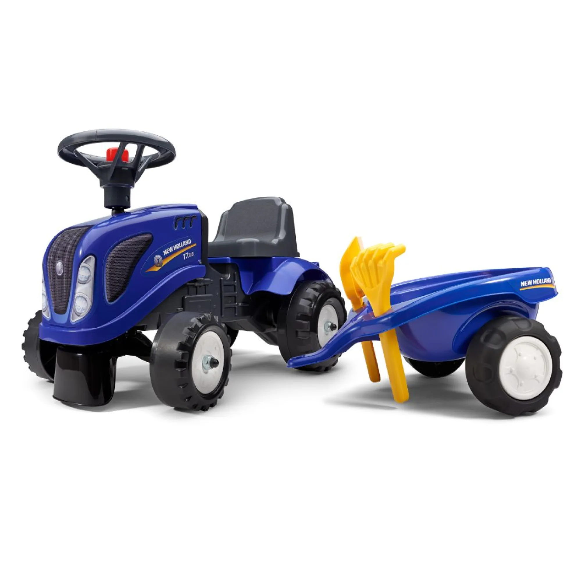 Falk New Holland Ride-on Tractor with Trailer, Rake & Shovel