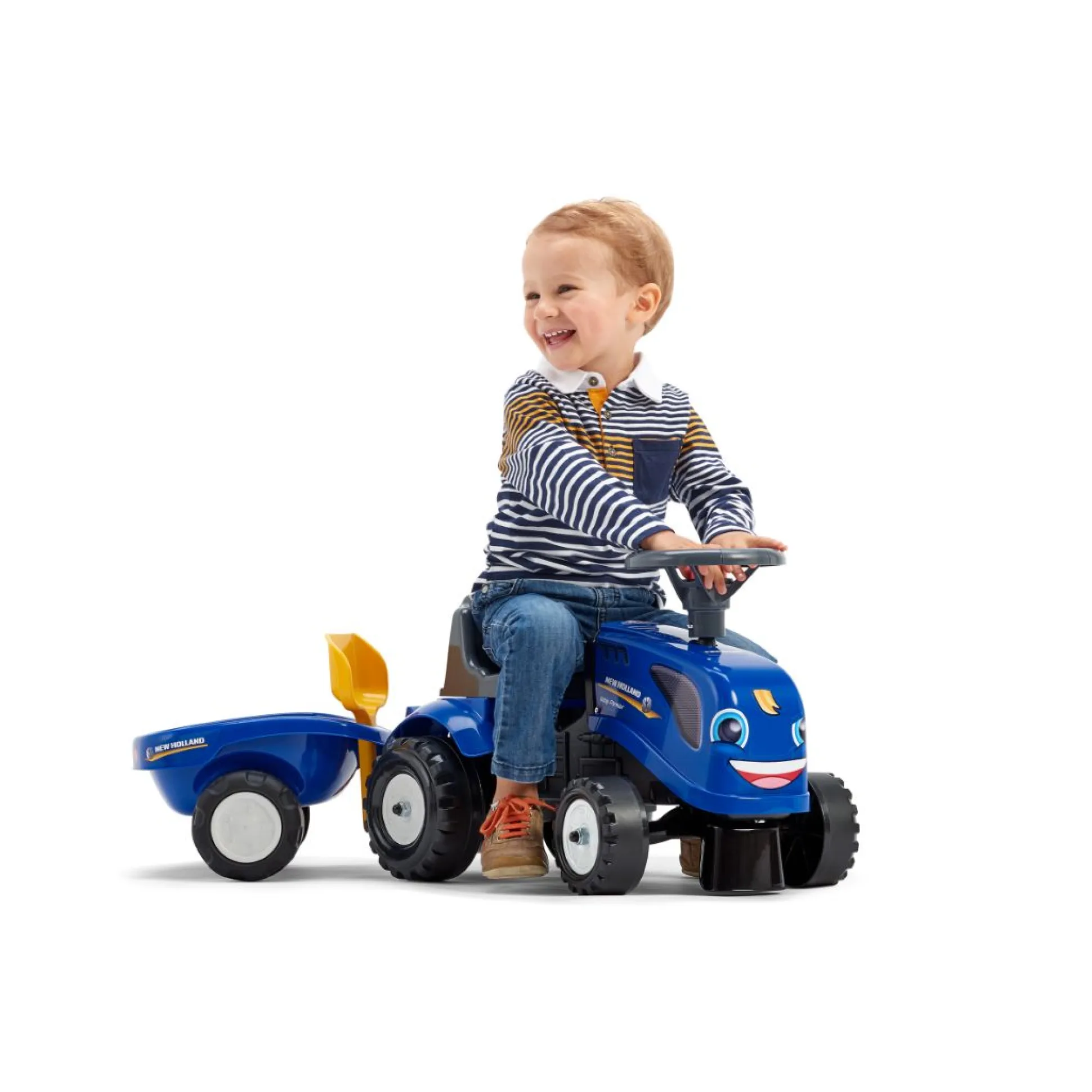 Falk New Holland Ride-on Tractor with Trailer, Rake & Shovel