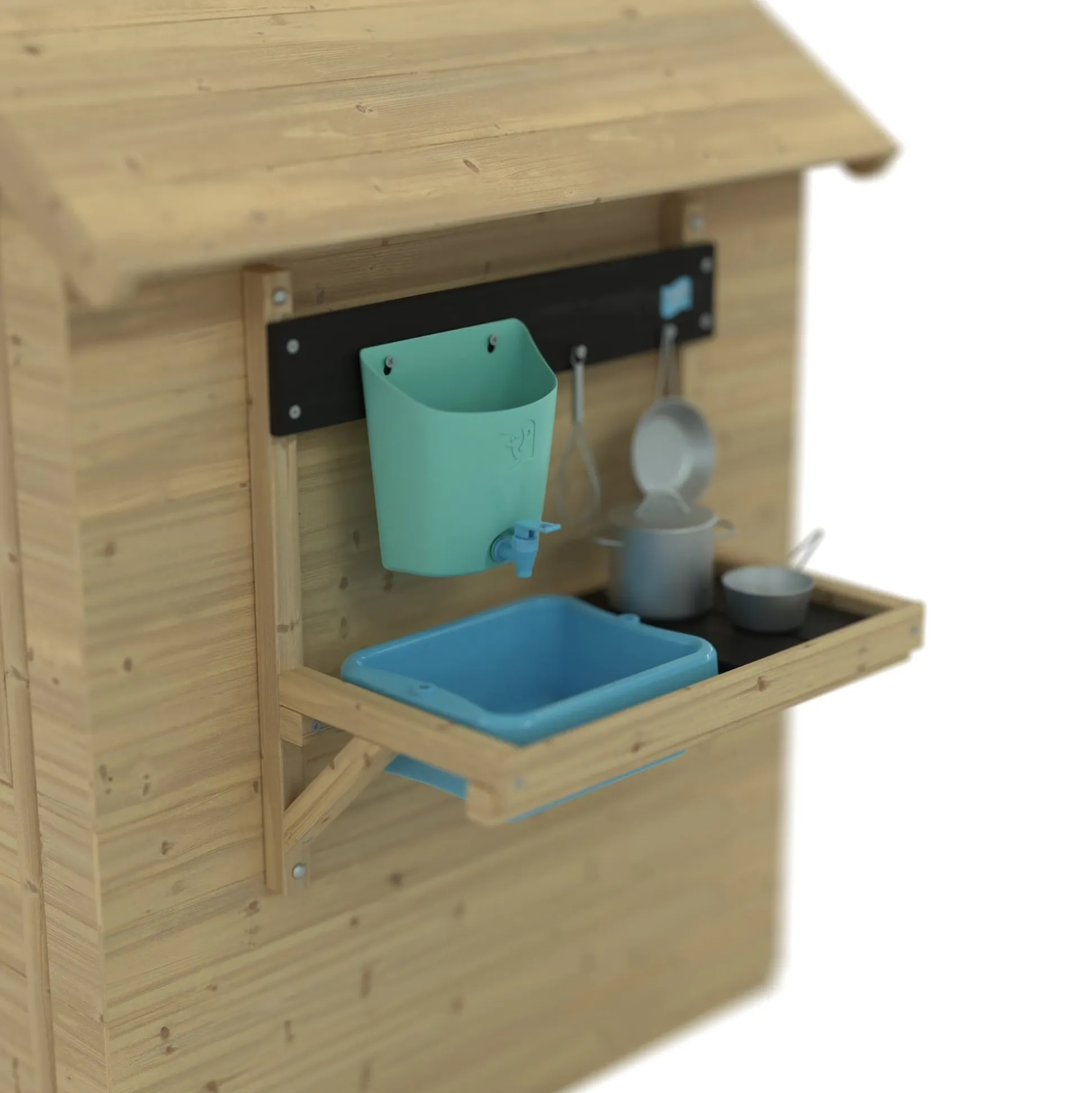 Foxglove Cottage Playhouse with Early Fun Mud Kitchen Accessory and Shutters - FSC® certified