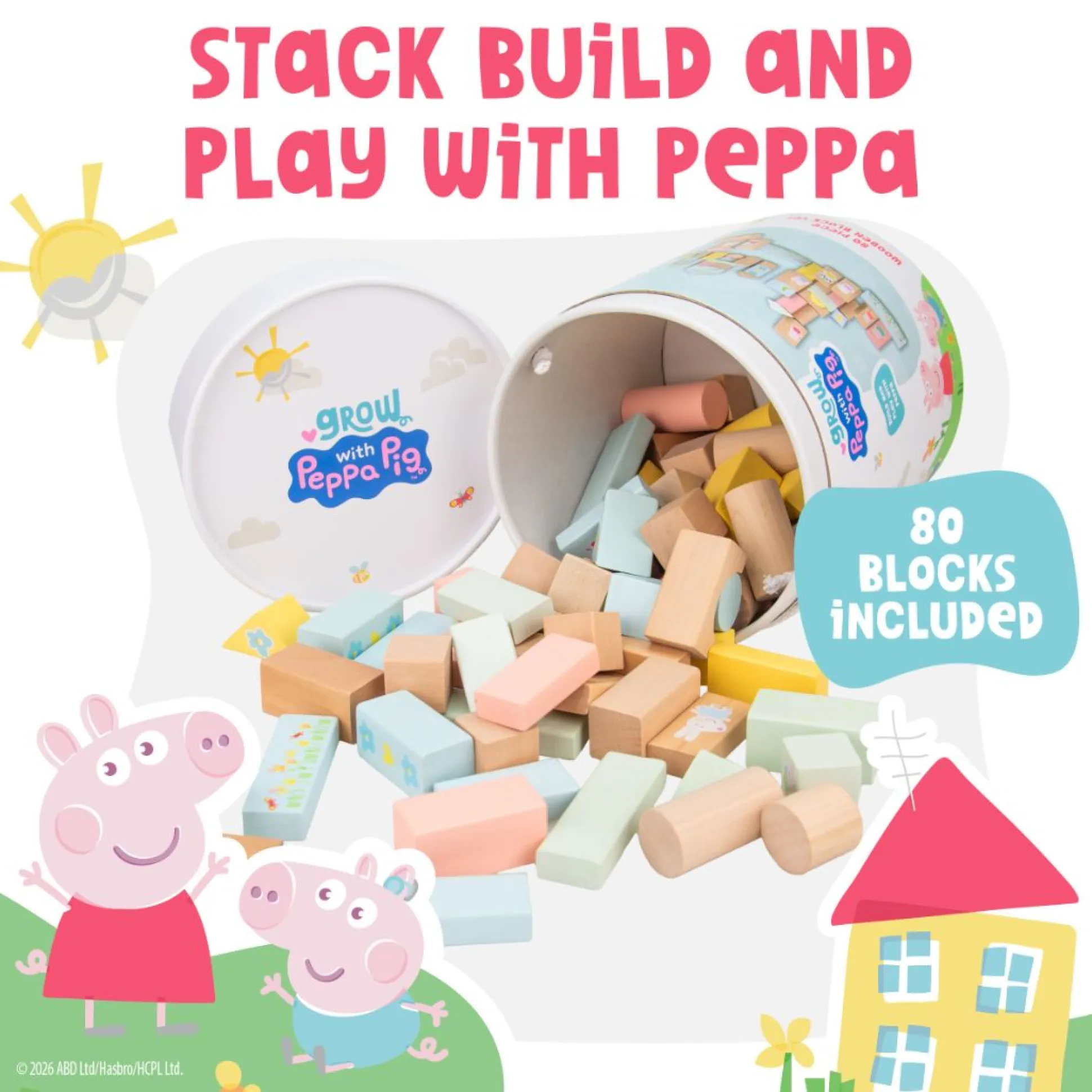 Grow with Peppa Pig 80 Piece Wooden Block Set