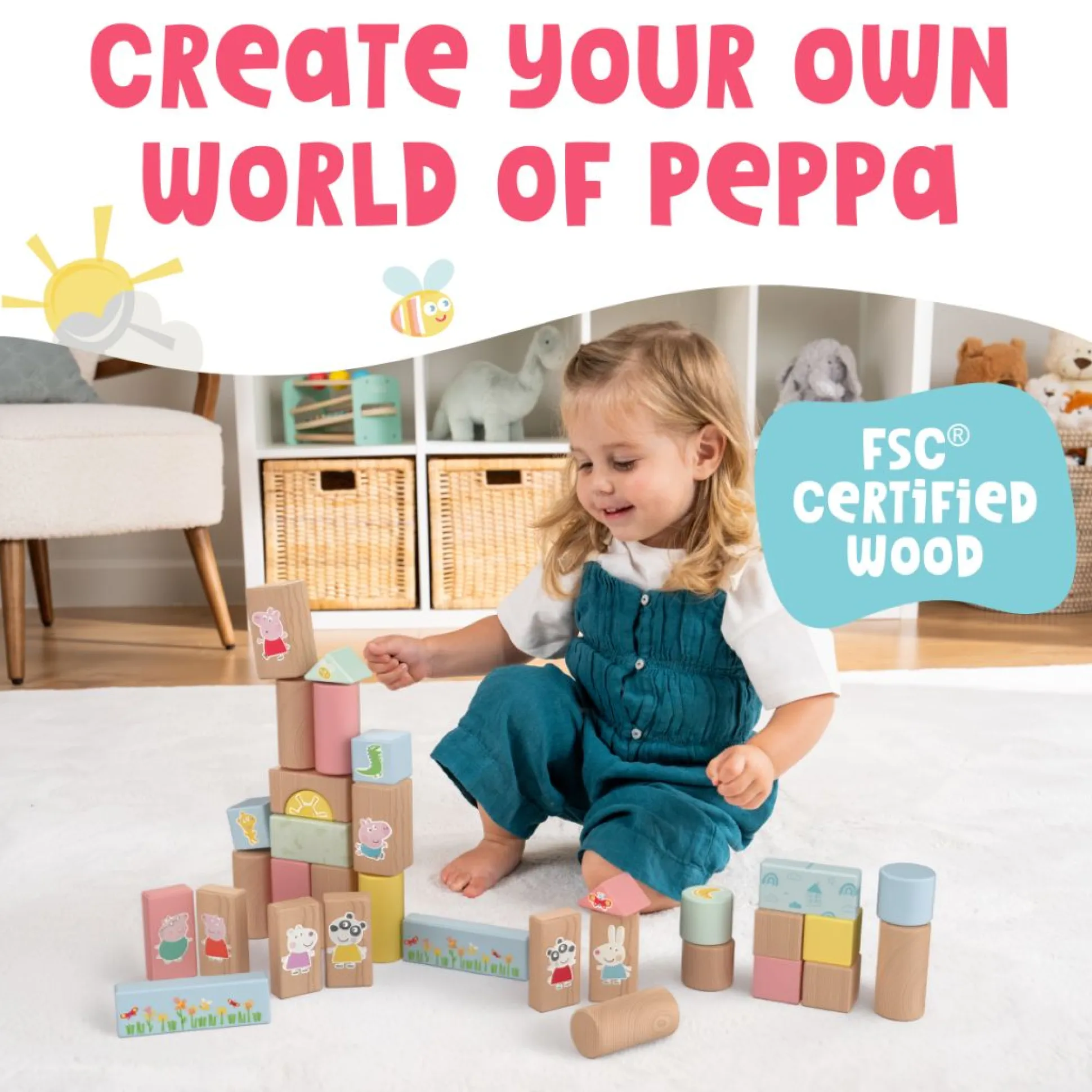 Grow with Peppa Pig 80 Piece Wooden Block Set