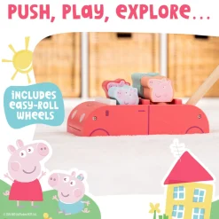 Grow with Peppa Pig Wooden Push Along Family Car