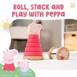 Grow with Peppa Pig Wooden Roller Rattle and Topple Tower Set