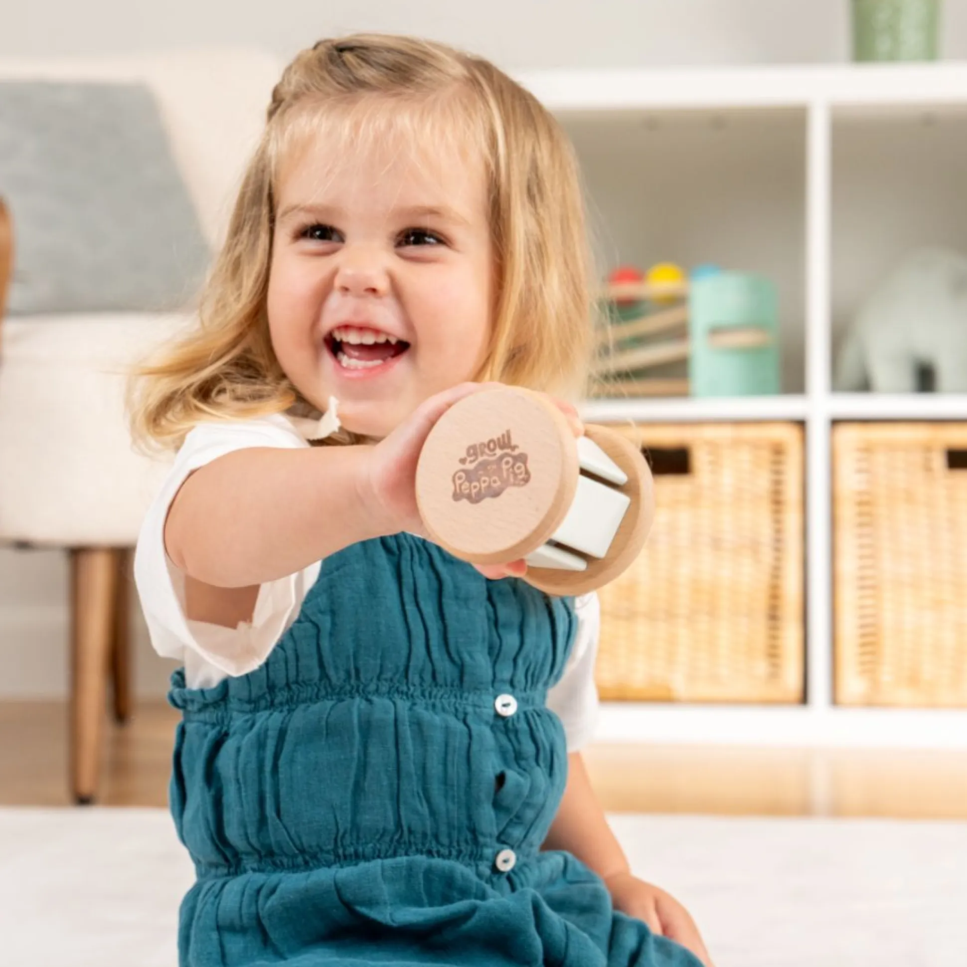 Grow with Peppa Pig Wooden Roller Rattle and Topple Tower Set
