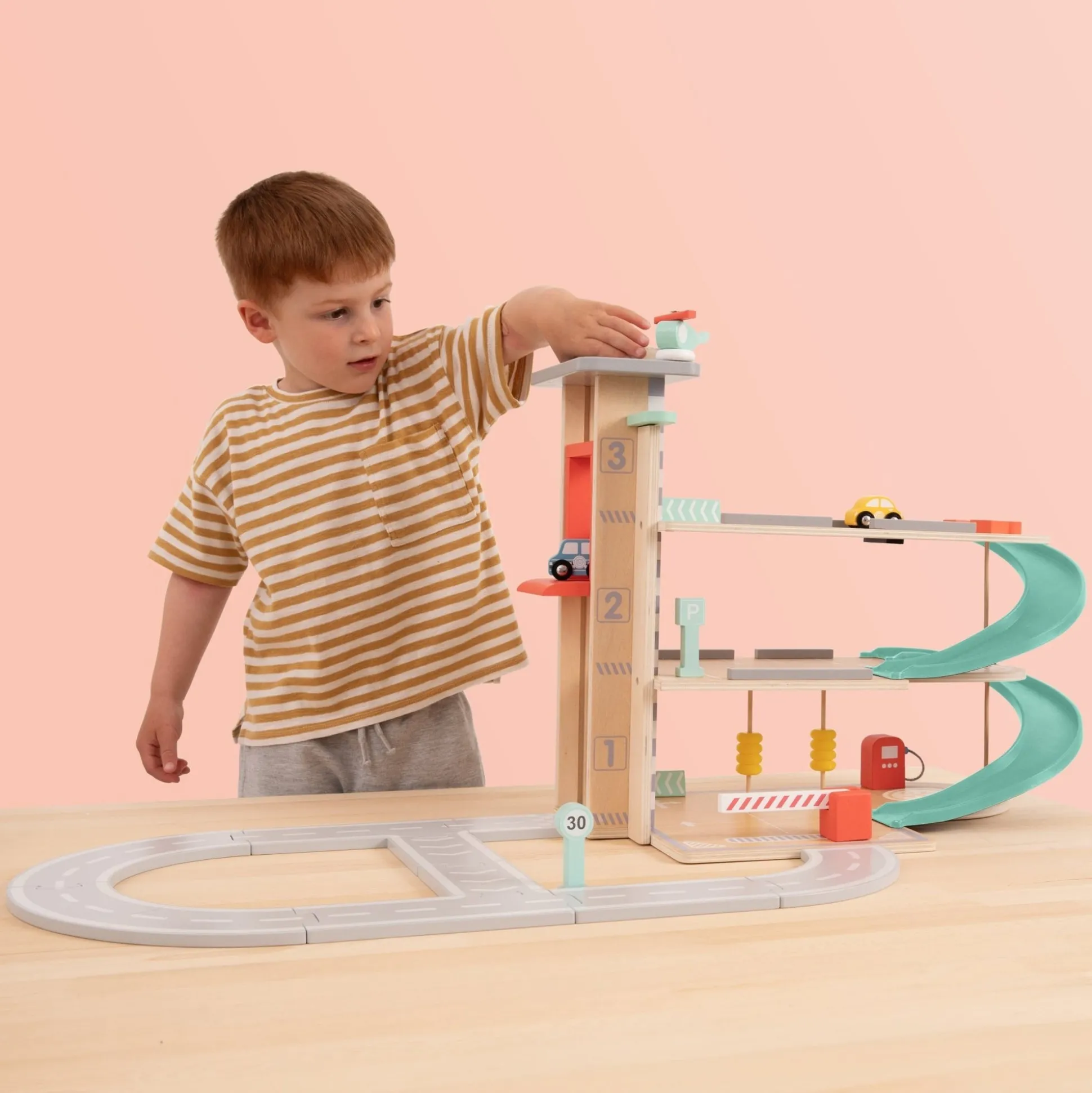 Owl & Fox Wooden Multi-storey Garage with Vehicle Transporter - FSC® certified