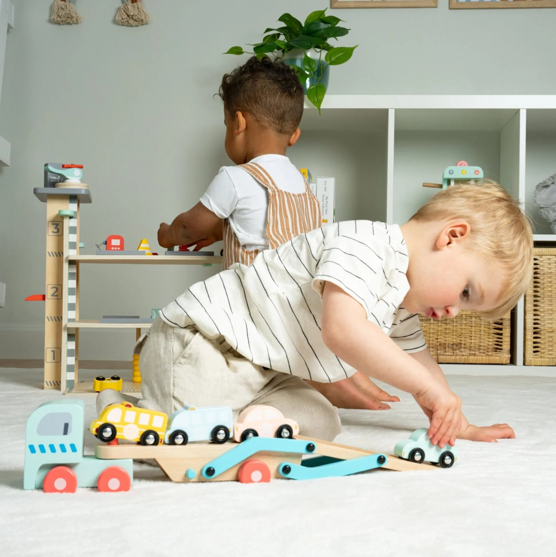 Owl & Fox Wooden Multi-storey Garage with Vehicle Transporter - FSC® certified