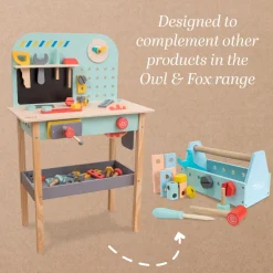 Owl & Fox Wooden Workbench Set with Tool Caddy - FSC® certified