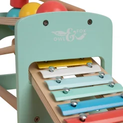 The Energetic Play Pack: TP Active-Tots Pikler Style Wooden Climbing Triangle with Owl & Fox Hammer Bench and Owl & Fox Xylophone