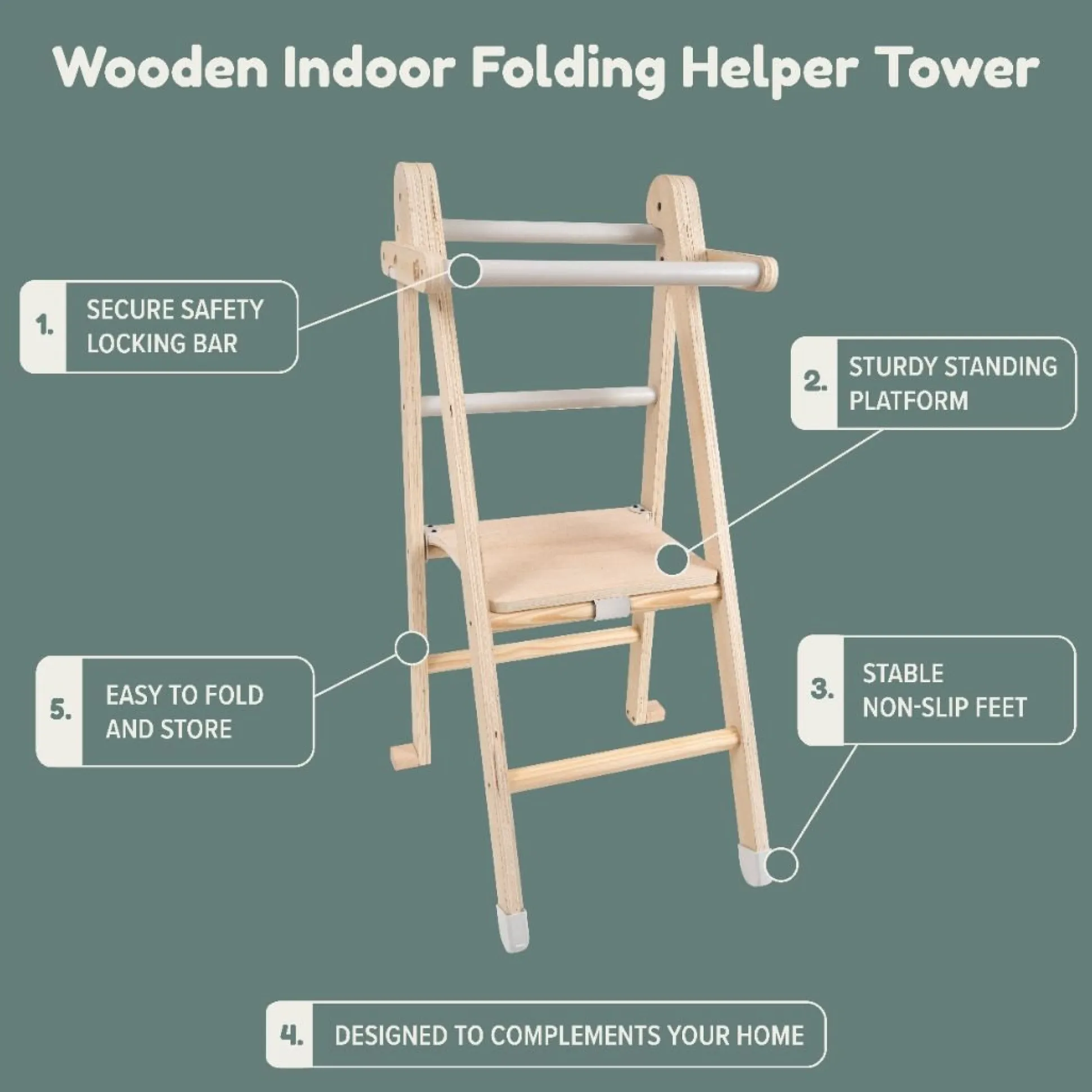 TP Active-Tots Pikler Style Wooden Folding Helper Tower With Play Easel - FSC® certified