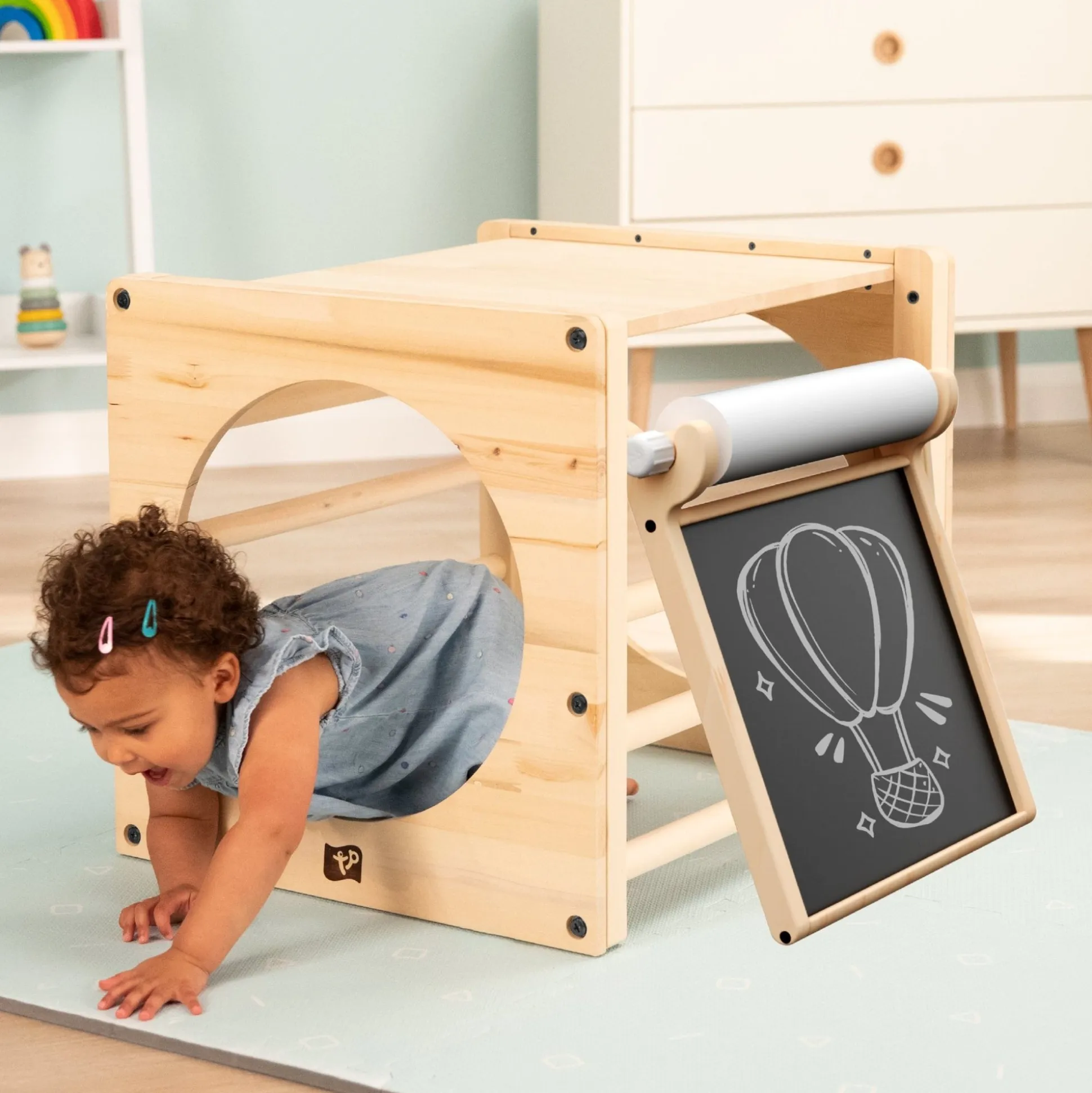 TP Active-Tots Pikler Style Wooden Climbing Cube With Play Easel - FSC® certified