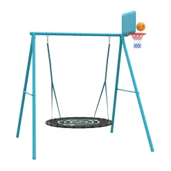 TP Deluxe Double Metal Swing with Giant Nest seat & basketball hoop