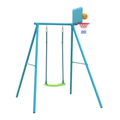 TP Deluxe Single Metal Swing with 3 in 1 seat and basketball hoop