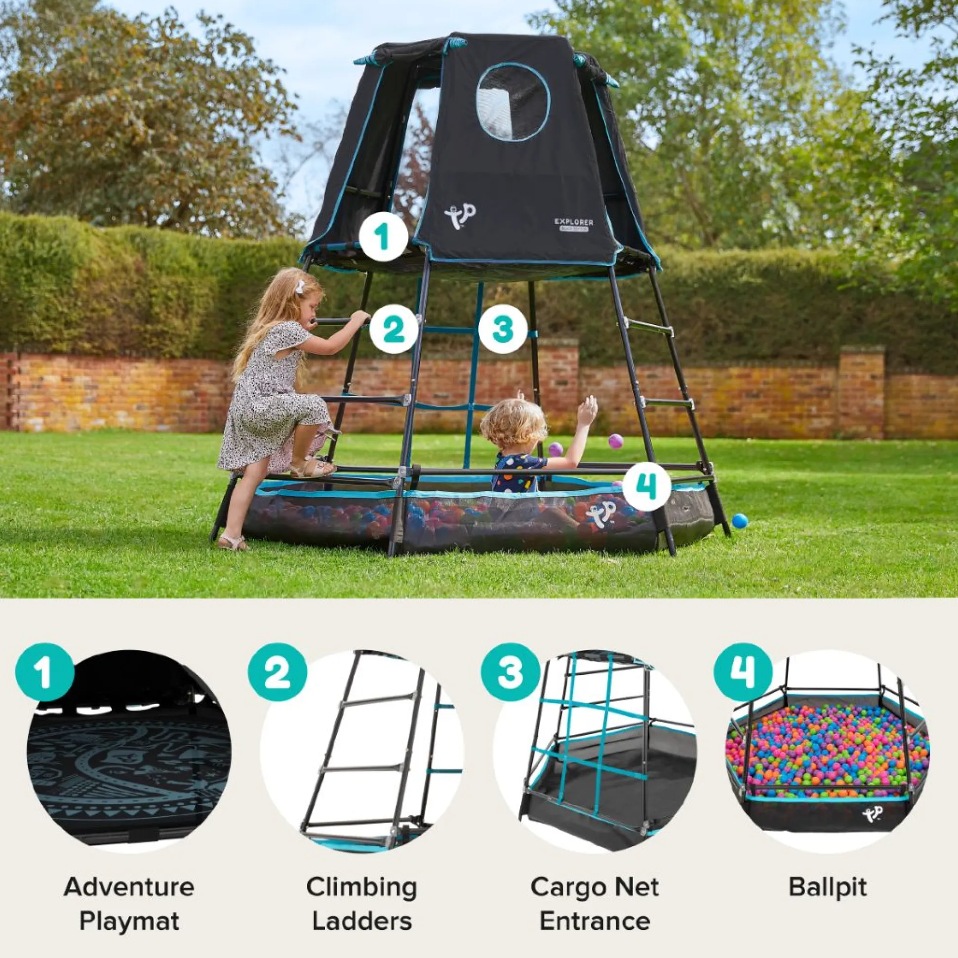TP Explorer Metal Climbing Frame Set with Jungle Run Black Edition