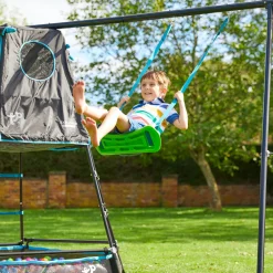 TP Explorer Metal Climbing Frame Black Edition, Ripple Slide, Swing Arm, Jungle Run & Basketball Hoop