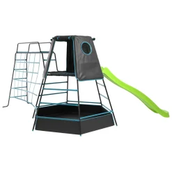 TP Explorer Metal Climbing Frame Set with Monkey Bridge & Ripple Slide Black Edition