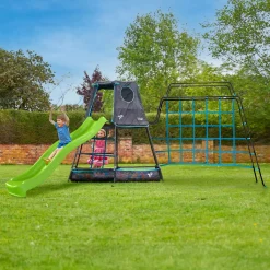 TP Explorer Metal Climbing Frame Set with Monkey Bridge & Ripple Slide Black Edition