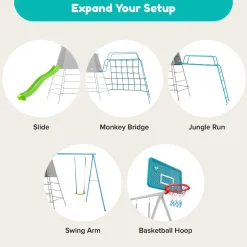 TP Explorer Metal Climbing Frame with 8ft Ripple Slide and Monkey Bridge