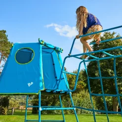 TP Explorer Metal Climbing Frame with 8ft Ripple Slide and Monkey Bridge