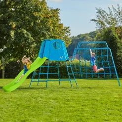 TP Explorer Metal Climbing Frame with 8ft Ripple Slide and Monkey Bridge