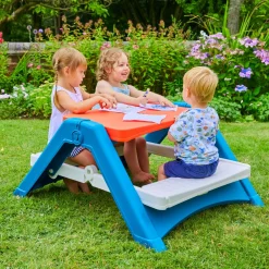 TP Folding Plastic White and Red Picnic Table