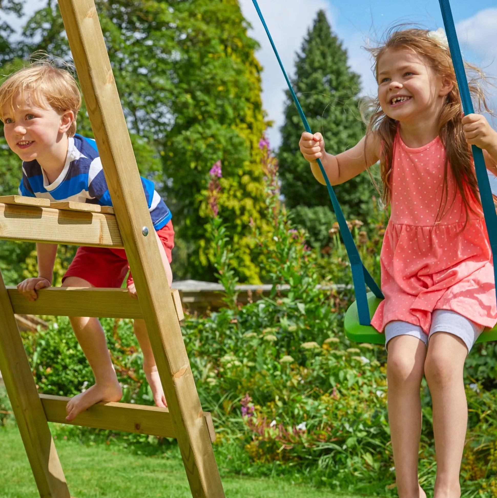 TP Forest Multiplay Single Wooden Swing & Slide Set - FSC® certified