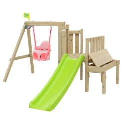 TP Forest Toddler Wooden Pink Quadpod Swing Set & Slide - FSC® certified