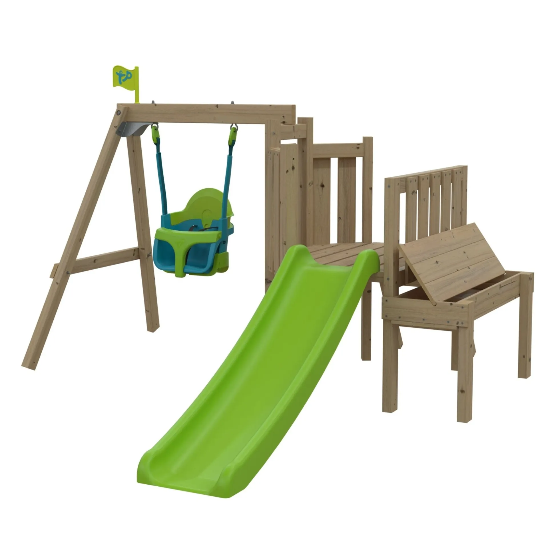 TP Forest Toddler Wooden Quadpod Swing Set & Slide - FSC® certified