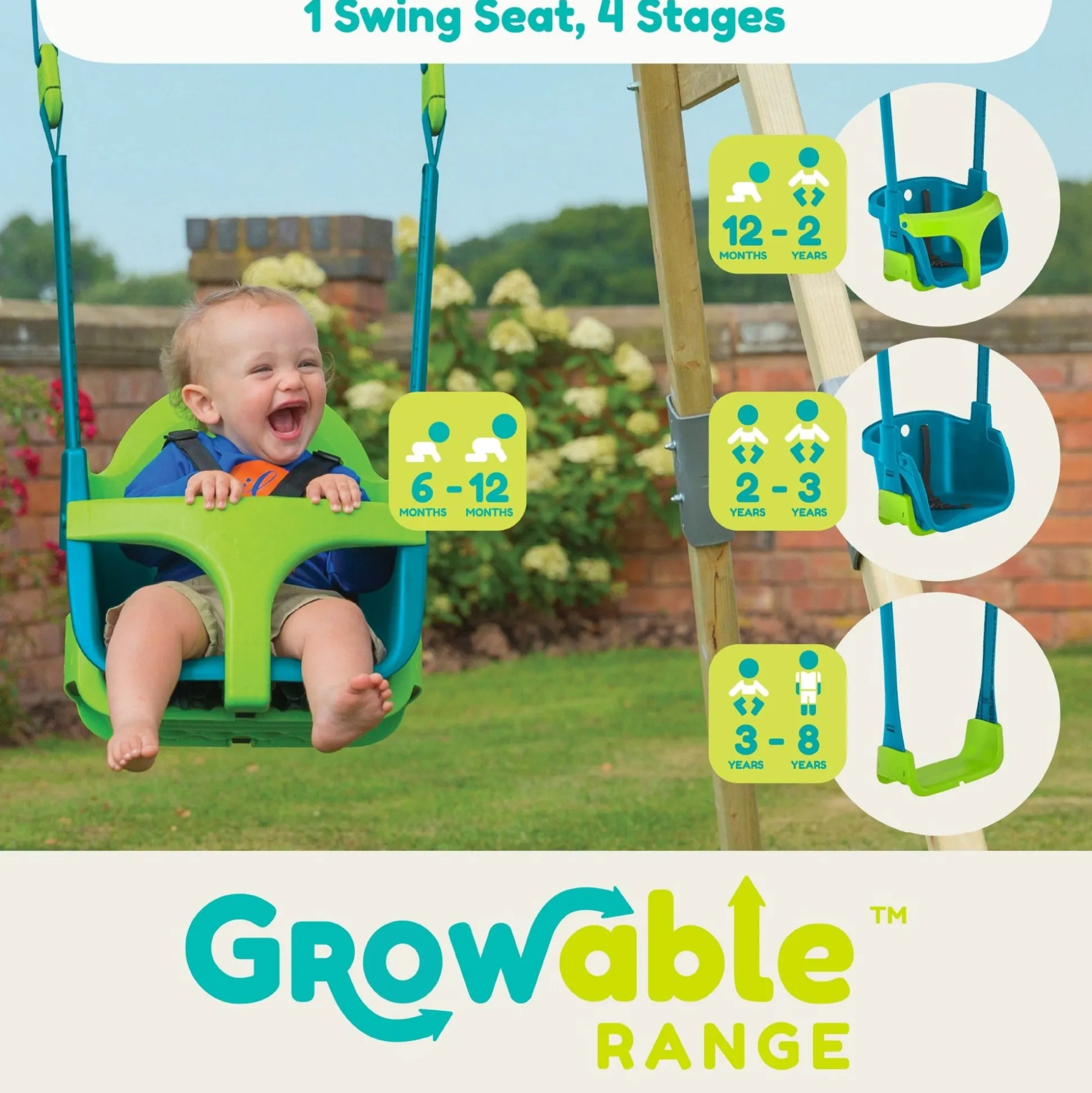 TP Forest Wooden Double Swing with Quadpod and Roped Rapide Seats - FSC® certified