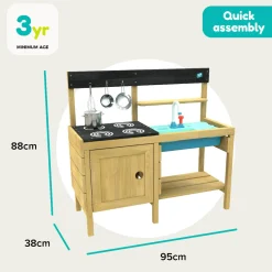 TP Junior Chef Wooden Mud Kitchen with Working Tap & Sink - FSC® certified