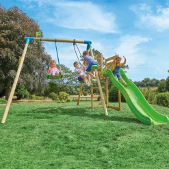 TP Kite Wooden Double Swing Set with 8ft Slide