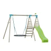 TP Knightswood Double & Deck Wooden Swing Set With Giant Nest Swing