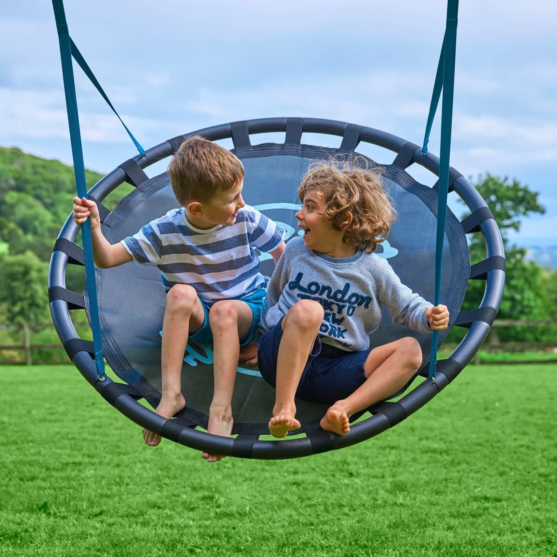 TP Knightswood Double & Deck Wooden Swing Set With Giant Nest Swing