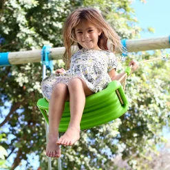 TP Knightswood Triple Wooden Swing & Slide Set With Glide Ride & Button Seat