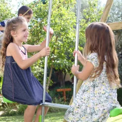 TP Knightswood Triple Wooden Swing & Slide Set With Glide Ride & Button Seat
