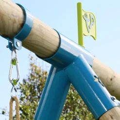TP Knightswood Triple Wooden Swing & Slide Set With Glide Ride & Button Seat
