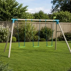 TP Sherwood Triple Wooden Swing Set - PEFC certified