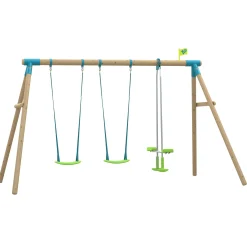 TP Sherwood Triple Wooden Swing Set with Glide Ride - PEFC certified
