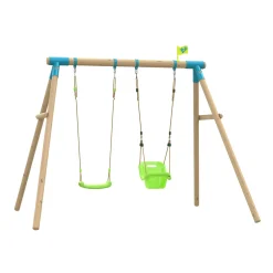 TP Sherwood Wooden Double Swing with Roped Rapide Seat & Baby Seat - PEFC certified