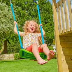 TP Skywood Wooden Climbing Frame with Extra Play Tower, Sky Deck, Skyline with Flying Fox, Monkey Bars, Single Swing Arm & Slide - FSC® certified